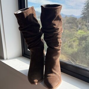 Crevo Dark Brown Slouchy Heeled Boots